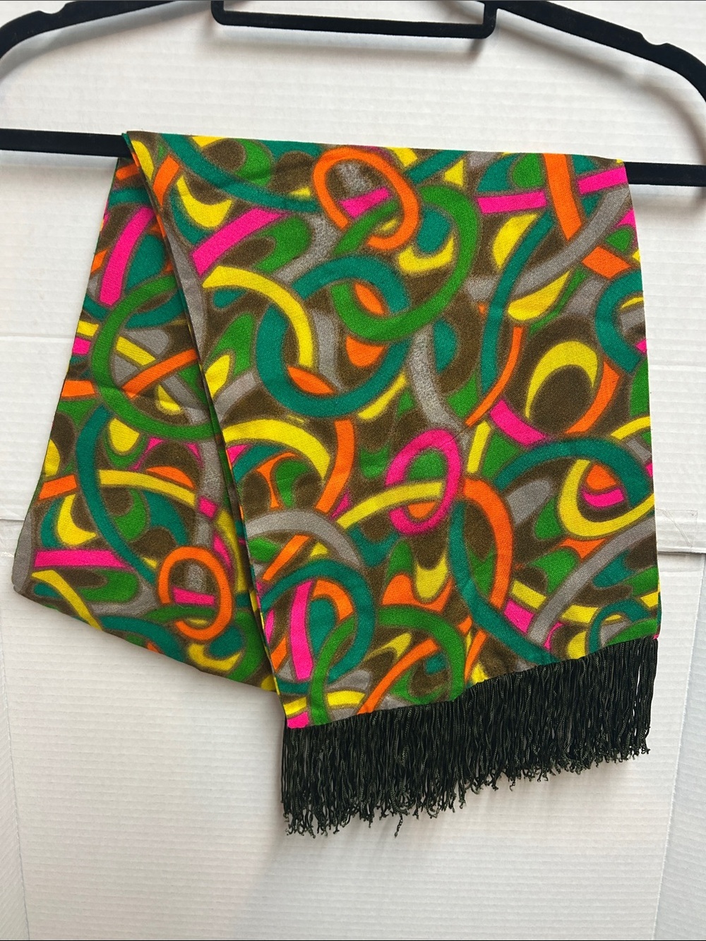 Vibrant Multicolor Fringe Scarf - Bold Loop Print